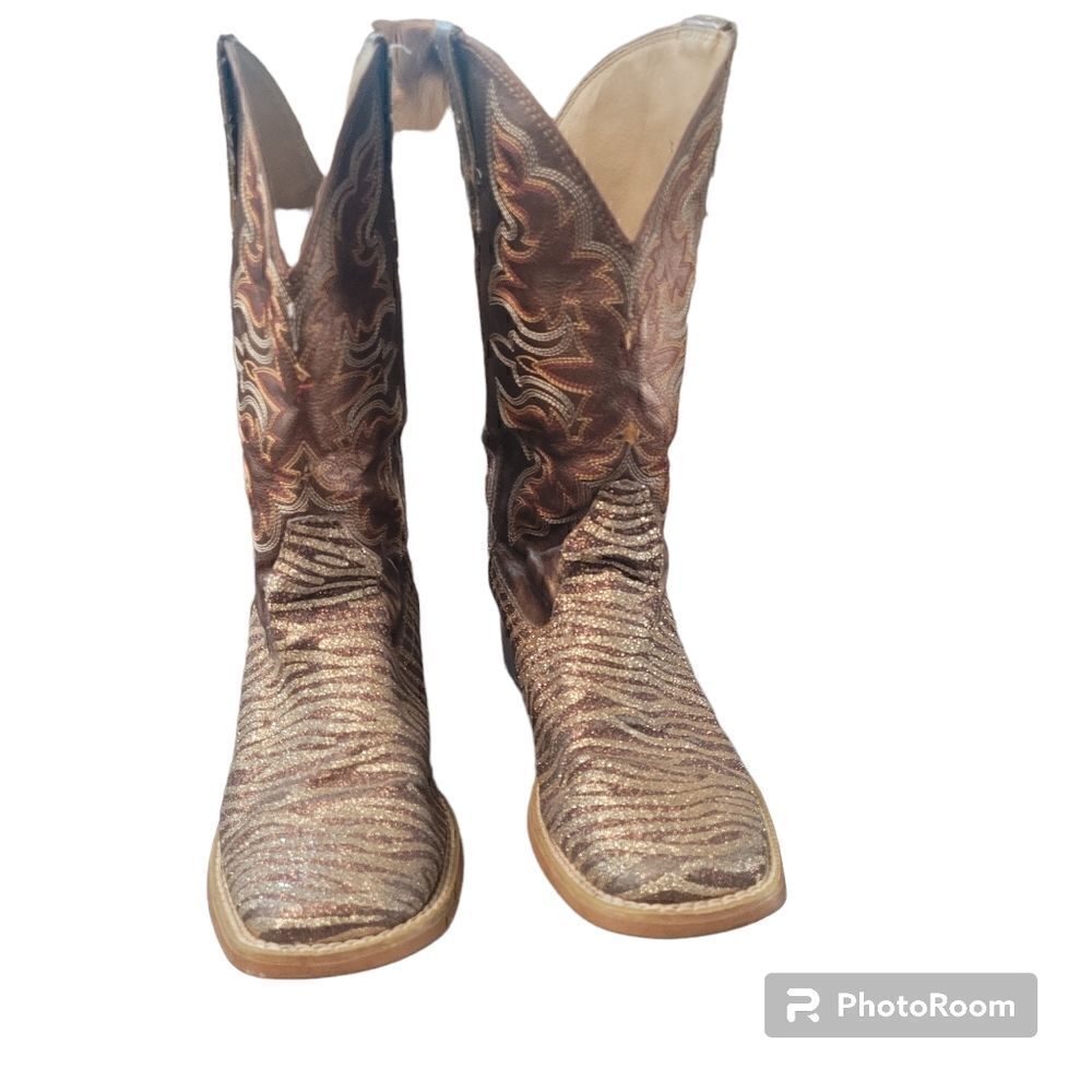 Roper Gold and bronze zebra cowgirl boots